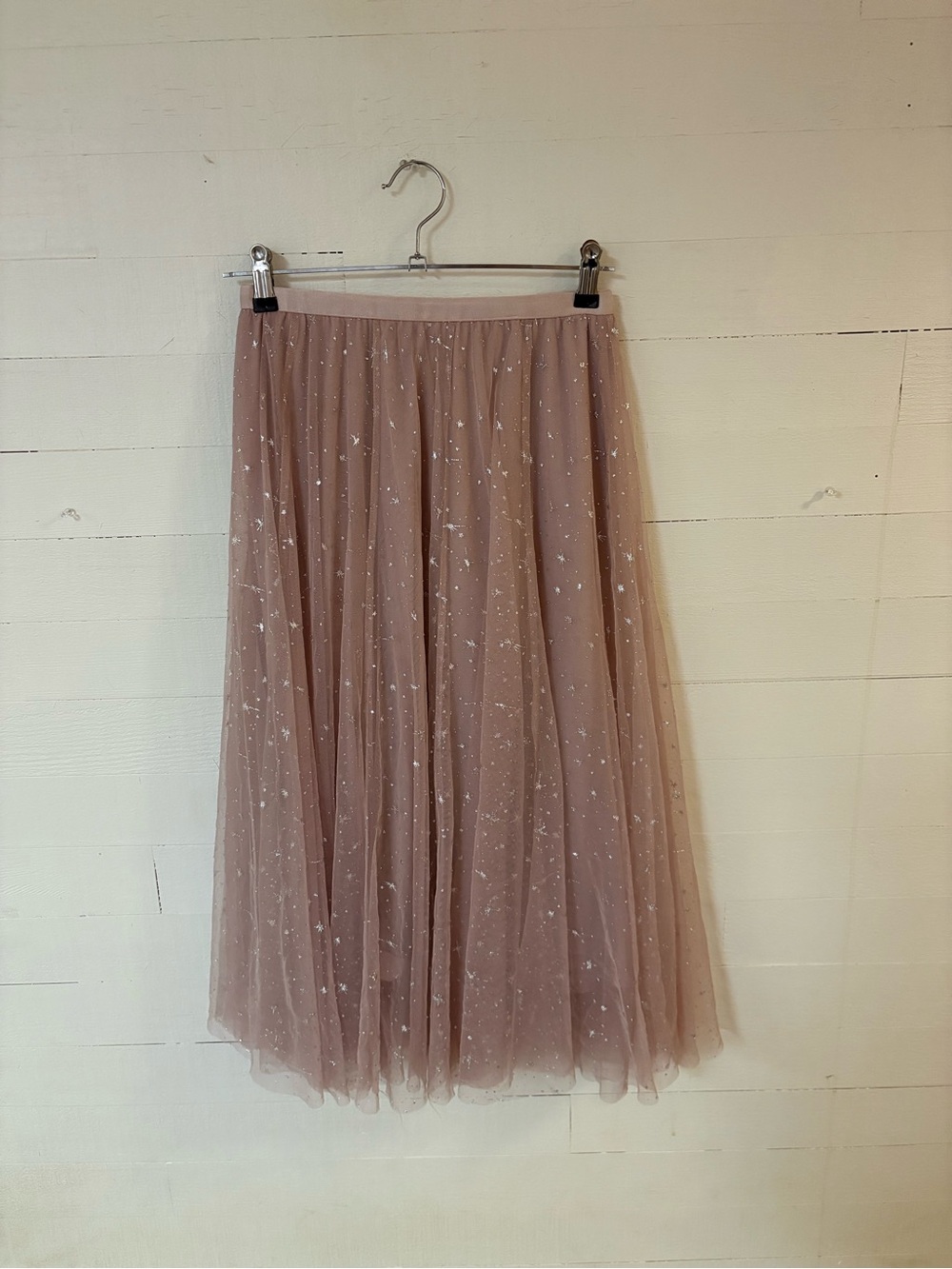 Pink Glitter Tulle Midi Skirt Women’s M L Balletcore Princess Skirt
